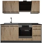 Vicco Singlek&uuml;che R-Line, Artisan-Eiche/Anthrazit 180 cm | 5 Module &middot;