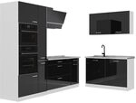 Vicco Eckk&uuml;che R-Line, Schwarz Hochglanz/Wei&szlig; 230 x 120 cm | 8 Module &middot;