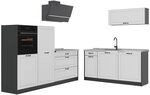 Vicco K&uuml;chenzeile R-Line, Wei&szlig; Landhaus/Anthrazit 220 cm | 7 Module &middot;