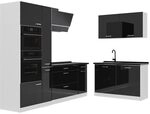 Vicco Eckk&uuml;che "R-Line", Schwarz Hochglanz/Wei&szlig; 230 x 120 cm | 8 Module &middot;