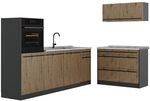 Vicco K&uuml;chenzeile R-Line, Artisan-Eiche/Anthrazit 220 cm | 6 Module &middot;