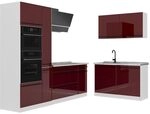 Vicco Eckk&uuml;che R-Line, Rot Hochglanz/Wei&szlig; 230 x 120 cm | 8 Module &middot;