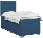 vidaXL Boxspringbett mit Matratze mit Kopfteil Blau 90 x 190 cm Stoff