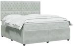 vidaXL Boxspringbett mit Matratze Hellgrau 180 x 200 cm Samt