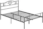 HOMCOM Bett 140 x 200 cm mit Lattenrost Bettrahmen 31 cm hoch Schwarz | Stahl,
