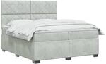 vidaXL Boxspringbett mit Matratze Hellgrau 200 x 200 cm Samt