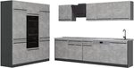 Vicco K&uuml;chenzeile R-Line, Beton/Anthrazit 180 cm | 12 Module &middot; H&ouml;henverstellbare