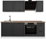 Vicco K&uuml;chenzeile R-Line, Anthrazit Landhaus/Wei&szlig; 220 cm | 7 Module &middot;