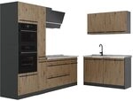 Vicco Eckk&uuml;che R-Line, Artisan-Eiche/Anthrazit 230 x 120 cm | 8 Module &middot;