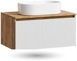 Planetm&ouml;bel Arisa Waschtisch mit Unterschrank 80 cm Gold Eiche | wei&szlig;,...