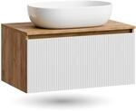 Planetm&ouml;bel Arisa Waschtisch mit Unterschrank 80 cm Gold Eiche | wei&szlig;,...