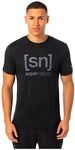 super.natural Herren Logo Lines T-Shirt, Jet Black-Vapor Grey, XL