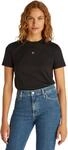 Calvin Klein Damen T-Shirt Kurzarm Woven Label Regular Tee aus Baumwolle