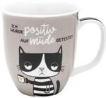 H:) PPY life Tasse mit Motiv "Katze m&uuml;de" | Kaffeetasse, Porzellan, 40 cl | Tasse