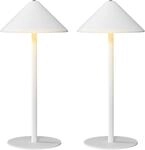 HOMCOM Tischlampe 2er Set mit 3 Lichtfarben Aufladbare USB C Metall Wei&szlig; 