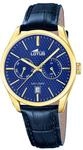 Lotus Herrenuhr Analog aus Edelstahl und Leder Blau- Multifunktion | Kalender,