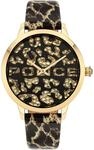 Police Damenuhr Bagan Gold mit Lederarmband, Edelstahl, Analog, Quarz, 3 Bar,