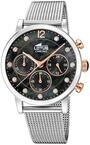 Lotus Damen Uhr Analoge aus Edelstahl 316L Silber - Quarz Chronograph - Mineralglas