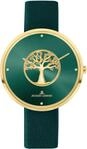Jacques Lemans Damenuhr Design 1-2092J Lebensbaum, Leder gr&uuml;n