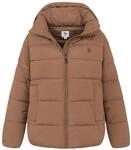 U.S. POLO ASSN. Damen Winterjacke gesteppt mit Kapuze P082 | Hochschlie&szlig;ender