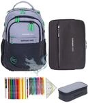Elephant Schulrucksack Hero 4 Teile Set 13047 Color Block Grau Gr&uuml;n +rmlv 