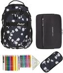Elephant Schulrucksack Hero 4 Teile Set 12842 Black Flower +rmlv | Schulrucksackset