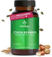 Vitabay Vitamin B3 Niacin 500 mg - 90 Vegane Flush Free Niacinamide Kapseln - Vitamin