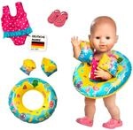 Heless 88 - Schwimm-Set f&uuml;r Puppen, Badeanzug, Clogs, Schwimmring und -fl&uuml;gel mit