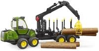 bruder 02133 - John Deere 1210E R&uuml;ckezug, 4 Baumst&auml;mme, Holzgreifer | Fahrzeug f&uuml;r