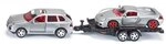 siku 2544, PKW mit Transport-Anh&auml;nger und Sportwagen, 1:55, Metall/Kunststoff,