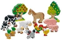 goki Bauernhoftiere-Set &ndash; 14-teiliges Holzspielzeug mit K&uuml;hen und Schweinen f&uuml;r