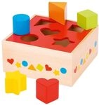 goki 58580 Sort-Box, Holz, 16 x 16 x 7,6 cm, 5-teilig, Steckspiel, Formen- und