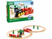 BRIO 33028 - Bahn Acht Set Classic Line - Zwei Schienenkreise mit Frachtzug,