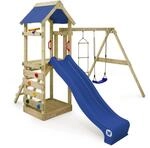 Wickey Spielturm Kletterger&uuml;st FreeFlyer mit Schaukel & Blauer Rutsche, Outdoor
