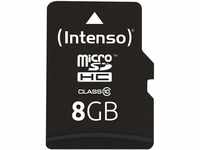 Intenso microSDHC 8GB Class 10 Speicherkarte inkl. SD-Adapter, schwarz
