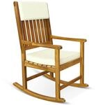 Casaria&reg; Schaukelstuhl Gartenstuhl Holz Creme 160kg Belastbar Bezug 30&deg;...