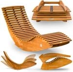 CASARIA Sonnenliege klappbar, Schaukelfunktion, Outdoor, Akazienholz, Ge&ouml;lt 