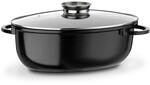 GSW 410588 Gourmet Ceramica Induktion Br&auml;ter XXL oval mit Aroma-Glasdeckel 10 L,
