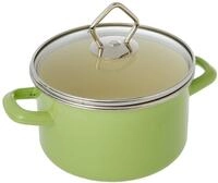Kr&uuml;ger Emaille Kochtopf Juist &Oslash; 16 cm (1,5 L) | Mit Glasdeckel & Literskala 