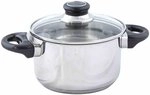 Kr&uuml;ger Edelstahl Kochtopf Denver 16 cm (1,5 L) | Topf mit Glasdeckel | PFAS-frei &