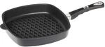 AMT Gastroguss E285BBQ Eckpfanne mit Rautengrillboden, 28 x 28 cm,Schwarz
