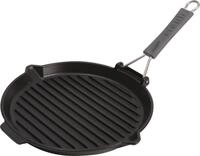 STAUB Gusseisen Grillpfanne mit klappbaren Silikongriff, Rund, 28 cm, F&uuml;r alle