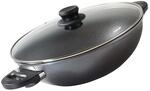 STONELINE Wok 32 cm, mit Deckel, Aluguss, Wok Pfanne beschichtet mit echten