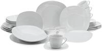 CreaTable, 18028, Serie Square Weiss, 30-teiliges Geschirrset f&uuml;r 6 Personen,