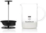 Bodum 1446-01 Milchsch&auml;umer mit Glasgriff Latteo, schwarz, H 18cm, B 15,6cm, L 10cm