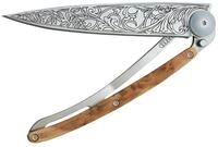 Deejo Taschenmesser Tattoo Art Nouveau Messer, blau