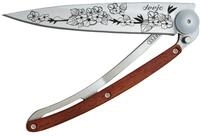 Deejo Taschenmesser TATTOO KIRSCHBL&Uuml;TE, Stahl AISI 420, Liner Lock,