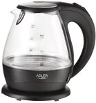 Adler AD 1224 Wasserkocher 1,5 L, schwarz/transparent