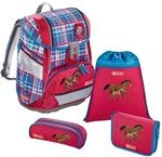 Step by Step Schulranzen-Set 2IN1 &bdquo;Horse Family 4-teilig, rot-blau,...