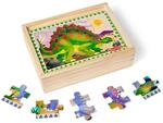 Melissa & Doug - Dinosaurier-Puzzle-Box - 4 Holzpuzzles mit je 12 Teilen, Holzbox zur